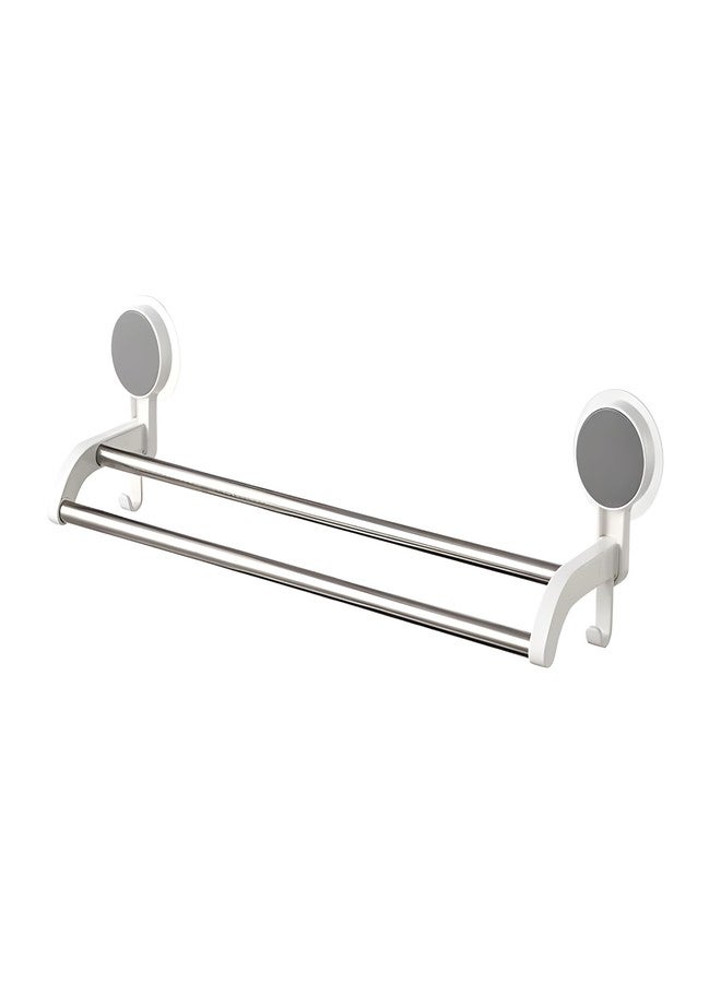 XBEY Wall Mounted Self Adhesive Magic Sticker Towel Holder in Bathroom/Towel Napkin Holder Bar for Bathroom and Kitchen/Hangers for Clothes/Towel Stand (Double Steel Tower Bar) - Image 2